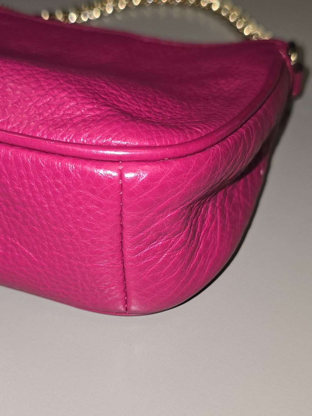 Coach Pink Fuchsia Pebbled Leather Mini Shoulder Bag Gold Chain F53340 - Picture 8 of 16